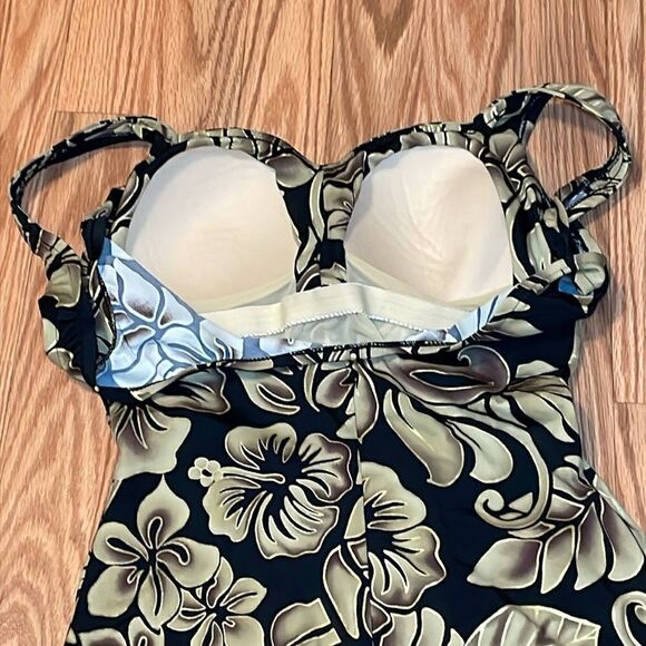 Vintage Maxine Swimsuit, one piece, black, tan, 14 - Picture 5 of 11